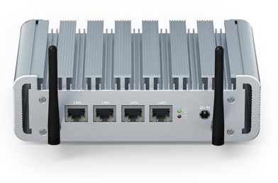 Mini PC N100 sin Ventilador, 2.5Gbe, 4 Puertos LAN, Firewall, Appliance, Router PC, i225 Nic, PC para servidores, 8GB RAM 128GB SSD, HD, DP, WiFi, SIM, Auto Power On, W 11 / Software de Firewall