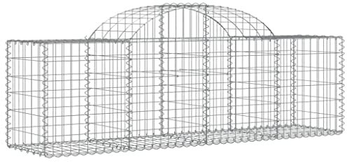 Makastle Set de 3 Parterre surélevé en Gabions arqués, jardinière en Cage à Pierre, Lit Surélevé à Gabion, Parterre de Fleurs Jardin Terrasse Extérieur Jardinière Panier à Pierres, 200x50x60/80 cm