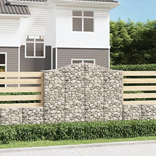 Rantry Accueil Paniers Gabions à arc 3 pièces 200x50x160/180 cm Fer galvanisé, Gabions métalliques pour Pierres, Gabions de jardin, Gabion Jardinière