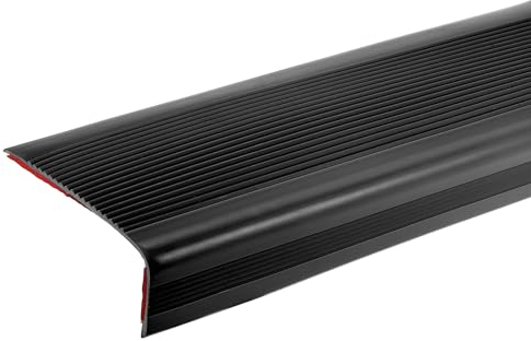 QUARKZMAN Nez de Marche de 3,2ft, Profilé de Protection des Bords des Marches en PVC de 4mm Auto-Adhésif en Forme de L pour Escalier Intérieur et Extérieur, Noir