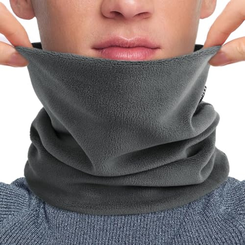 Figarge Unisex Winter Halswärmer Hals Gaiter Fleece Winter Loop Schal Weich Warm Neck Gaiter Männer Halswärmer Snood Skifahren Radfahren Winddicht Balaclava Schal für Männer Frauen (Grau)