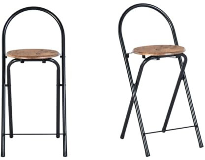 GOKHOMX Set di 2 Sgabelli da Bar Pieghevoli Con Schienale, Sedia Portatile per Cucina, Balcone, Giardino, Altezza Seduta 55,5 cm