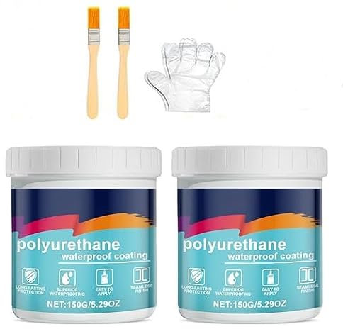 Firelye Polyurethane Waterproof Coating,Waterborne Polyurethane Waterproof Leak Repair,Revestimiento Impermeable De Poliuretano,Sealant Concrete Exterior Roof Wall Crack (2 pcs, 150g (Pack of 1))