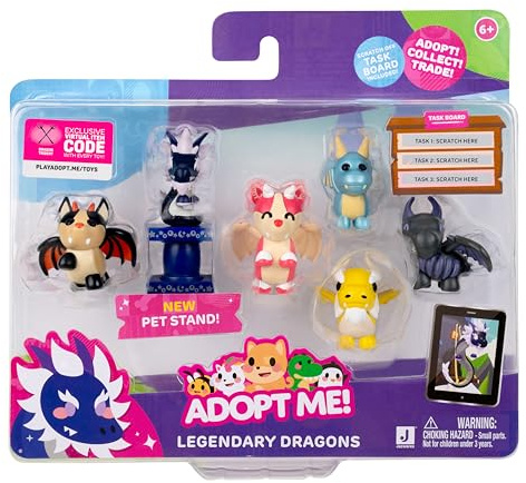 Adopt Me! Legendary Dragons 6 Figure Pack - Online Game - Exclusive Virtual Item Code - Collectible Toys Featuring Your Favourite Pets, Ages 6+