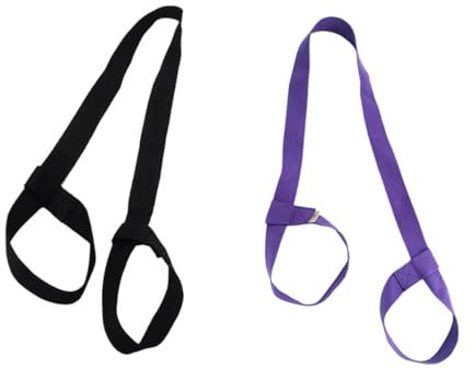 Happyyami 2st Gurt Für Yogamatte Yogabänder Zum Dehnen Yoga-hängematte Yogagurte Trainieren Fitnessstudio Extra Dicke Yogamatte Fitness-Stretching-Gurt Schultergurt Polyester Baumwolle Black