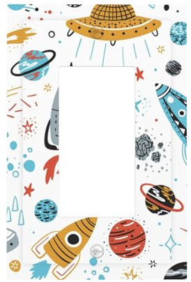 Cartoon Rockets Print 3x5 Inch Decorative Switch Plate Cover, For Wall Outlet Light Electrical Toggle
