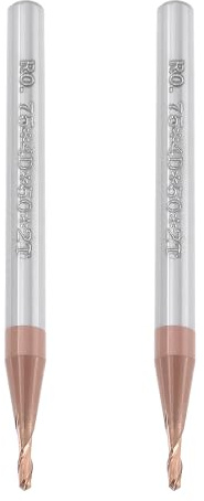 Briny River Lot de 2 Fraises à Bout Sphérique de 1,5 Mm Revêtement AlTiN Carbure de Tungstène HRC55 pour Gravure CNC