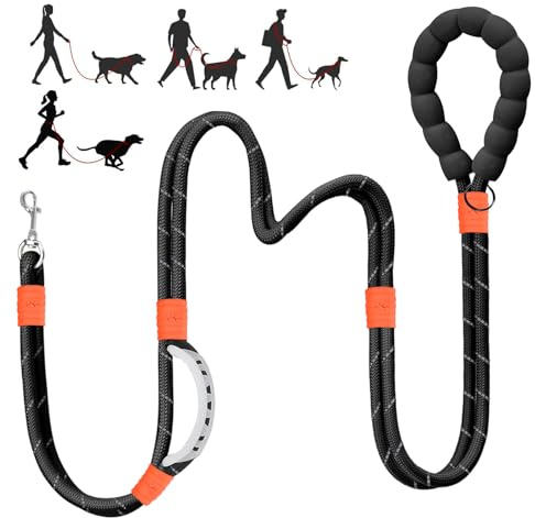 Correa Perro Grande Adiestramiento, Correas para Perros 2m, Mango Acolchado Suave Correa multiposicion Perro, Hilos Reflectantes Dog Leash