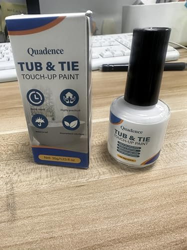 Tub and Tile Paint High-Gloss, Quadence White Touch Up Porcelain Paint Repairs Scratches, Dents, Cracks and Spots on Tile, Porcelain, Acrylic, Enamel, Cast Iron, Bathtub, Sinks and Toilets, 1.23 Fl Oz
