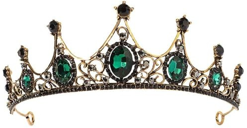 Corona barocca nera, corona di cristallo nuova tiara nuziale con strass diadema da sposa in stile gotico copricapo per danza festa di nozze festival irthday party verde