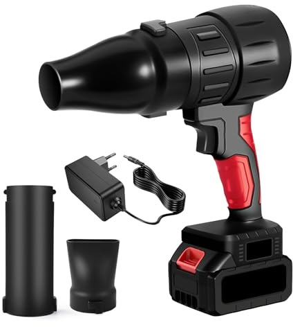 Uadme Soffiatore a Batteria Potente, 800W 35000RPM Aspiratore Foglie da Giardino, con Batteria 1300mAh, Turbo Elettrico Power Blower Soffiatore Portatile per Cura del Foglie, Polvere e Neve(Lungo)