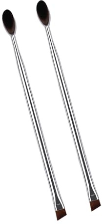 Lot de 2 pinceaux à sourcils inclinés avec poils en nylon doux et manche ergonomique pour une utilisation durable