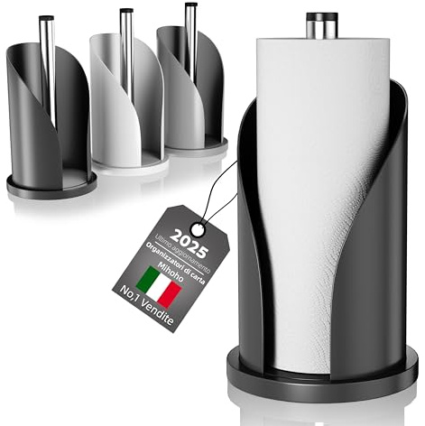 Portarotolo di carta igienica, portarotolo da bagno indipendente in acciaio inox, portarotolo, distributore di carta igienica per bagno e cucina (nero)