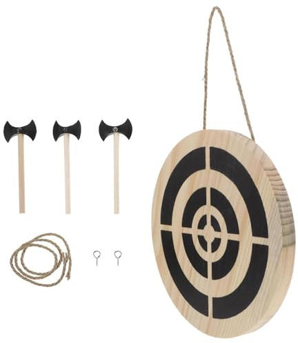 Jeu de fléchettes avec cible en bois pour lancer de haches, kit de lancer de haches, jeu de fléchettes sécurisé avec 3 petites hachettes, améliore la coordination œil-main, idéal pour salle de jeux