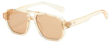 YAMEIZE 70s Lunettes de Soleil Rétro Pilote pour - Femmes Hommes Vintage Lunettes Double Pont Protection UV400 Ombre Conduite
