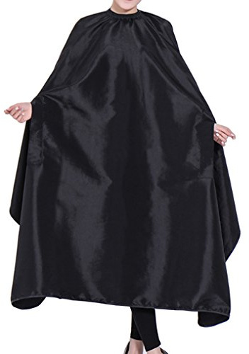 OLizee Hair Cut Hairdressing Cape Cloth Apron Stretch Out Hand Waterproof Salon Barber Gown 57 x 63, (Black)