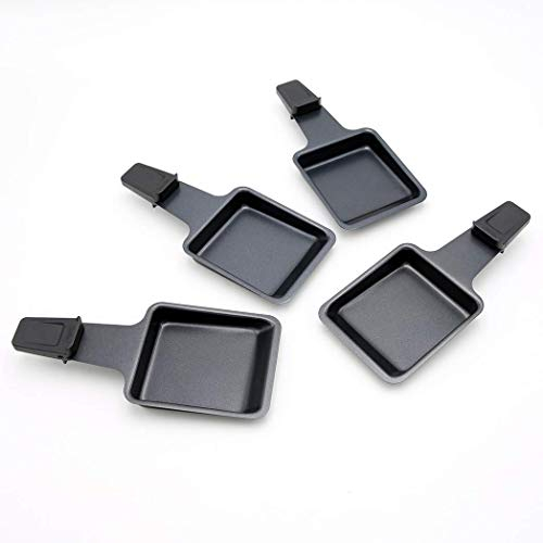 Spring Raclette Compact Pfännchen 4 Stück, Edelstahl, schwarz, 4.6 x 12 x 21.2 cm
