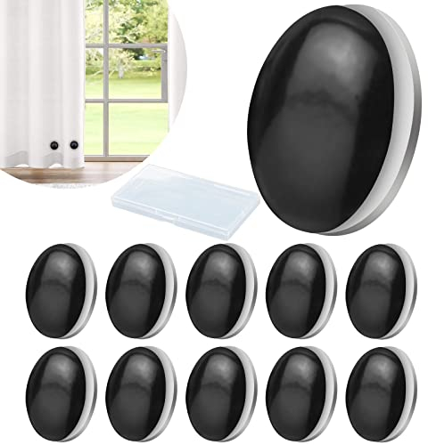 VEGCOO 10 Stück Runde Magnetische Vorhang Gewichte, duschvorhang schwarz Gewichte Dusch Starke Magnete wasserdichte für Vorhänge Tischdecke (Schwarz)