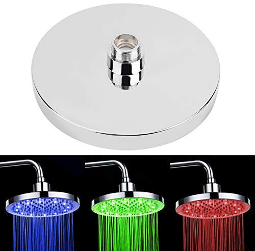 LED Shower Head, Color Changing Shower Head, 3 Color Light Automatically Changing, 8 Inches Bathroom LED Light Rain Top Showerhead for Kids Adult