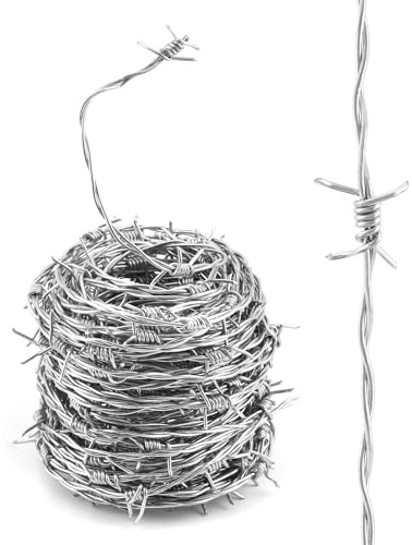 QWORK® 20m Stacheldraht aus Feuerverzinkter Stahldraht - Drahtdurchmesser 1,8 mm