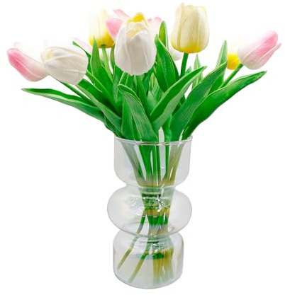 Geometrische Glasvase, Moderne Vasen Hydroponische Glasblumenvase, Tulpenvase Blumenvase Glas, Dekorative Vase für Haus Büro Hochzeit (Heptachrome)