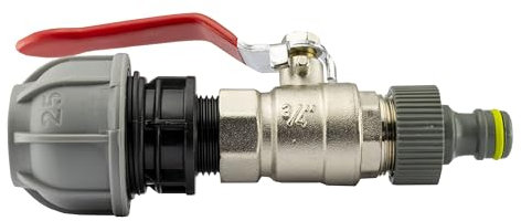 B2C MDPE 20 25 32 FULL FLOW Valve Hose Water Supply Pipe Outlet Valve Straight Tee Connection Kit Irrigation (25mm)