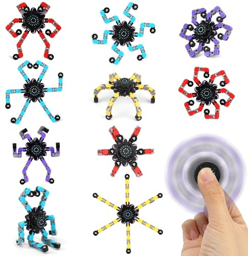 10 Pièces Robot Fidget Spinner, Fidget Spinners Transformables, DIY Deformable Spinner Robot Giratorio, Jouet Sensoriel Regalo para Adultos y Niños