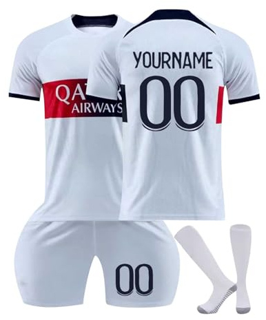Maillot de Foot Personnalisé Enfant et Adultes avec Nom Numéro de L'équipe 2024/2025, Ensemble Garçon Homme Vêtements de Football Tee Shirt Short avec Chaussette Cadeau Personnalisé