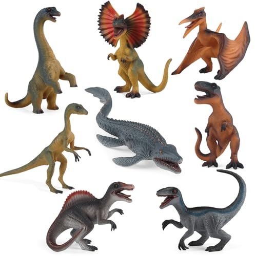 DxxD Dinosaurios Juguetes para Niños de 3 4 5 6 7 8 años, 8 Piezas Dinosaurios Figuras con Tiranosaurio Rex, Velociraptor, Juguete Dducativos Regalo de Cumpleaños para Niños Niñas