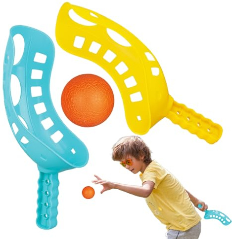 Set Palline con Racchette - Gioco da Lanciare e Acchiappare | Attrezzatura Sportiva Estiva Multicolore Per Spazi Aperti Giardino Spiaggia Piscina Compleanno