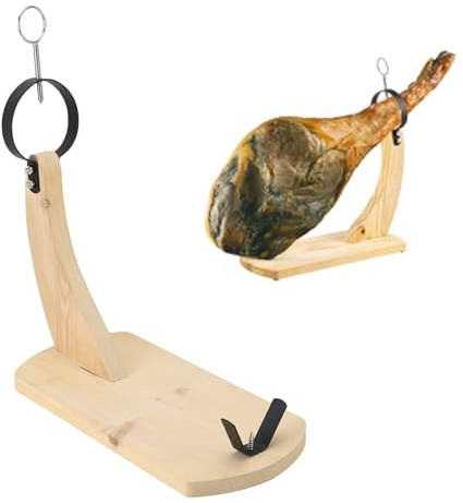 Wooden Ham Stand, Stable Anti Slip Pork Holder Ham Display Rack Sausage Stand for Carve and Slice Spanish Italian Prosciutto (S)
