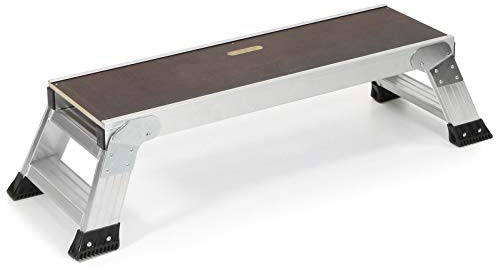 Jumbo® Piattaforma di lavoro in alluminio legno, 100 x 30 cm, altezza 0,30 m, pieghevole, scala di montaggio
