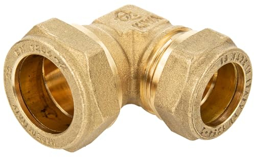 tecuro Messing-Klemmringverbinder, Winkel 90° reduziert 15 x 22 mm, metallisch dichtend, DVGW W 534 geprüft, geeignet für Solar