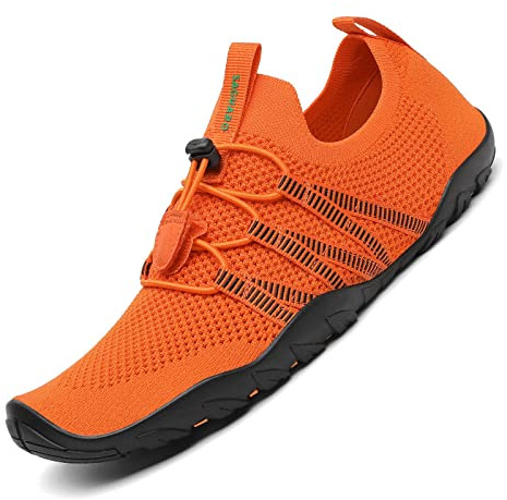 SAGUARO Chaussures Aquatiques Homme Femme Chaussons de Plage Respirant Chaussures d'eau Léger Chaussures de Yoga Natation Plongée Surf Piscine, Orange, 43 EU