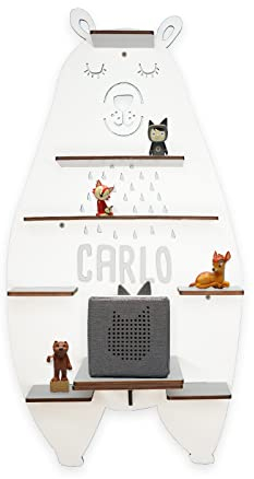 hellomini Personalisiertes Regal für die Toniebox Junge - Wandregal mit Wunschnamen fürs Kinderzimmer - Regal Junge Junge - Toniebox Aufbewahrung (Bär)