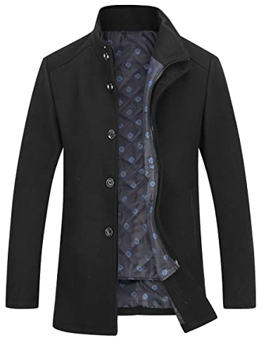 YOUTHUP Abrigos con Chaleco para Hombre de Invierno de Lana Trench Coat Casual Corto Chaqueta Gruesa, Negro, S