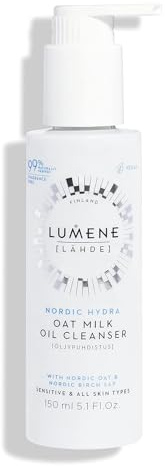 Lumene Nordic Hydra Oat Milk Oil Cleanser - Luxurious Oat Cleansing Milk, Makeup Remover + Gentle Face Wash for Soft, Clean Skin - Fragrance Free Hydrating Nordic Birch Sap Cleansing Oil (5.1oz)