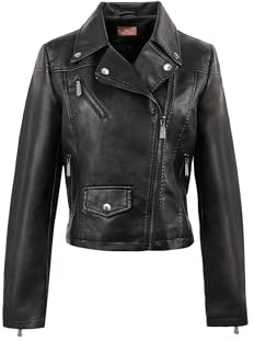 QUEEN HELENA Chaqueta de Motociclista de Piel Sintética Corta con Borlas para Mujer, Estilo Biker, Cómoda y Casual, Ligera Y3005, Negro , M
