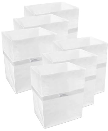 Clean Cubes Botes de basura desechables de 4 galones (paquete de 6). Contenedores de basura reutilizables y reciclaje para fiestas, eventos y más (blanco, 10 pulgadas de alto x 8 pulgadas de ancho y