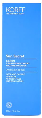 Korff Sun Secret Latte Doposole Idratante e Restitutivo, con DNA-Safe Complex, Texture Fresca, Leggera e di Rapido Assorbimento, Comfort e Bellezza per la Pelle, Adatto a Tutti i Tipi di Pelle, 200ml