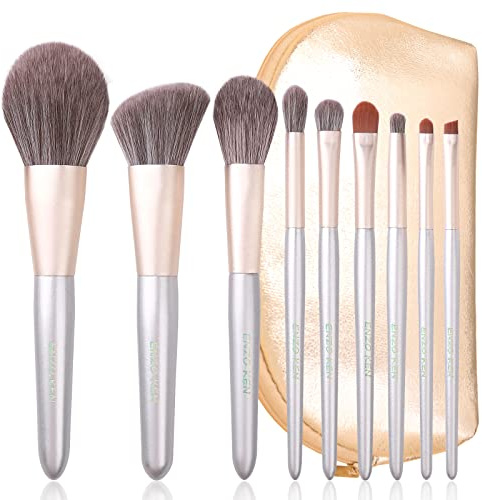Natürliche Haar Make-up Pinsel Set von ENZO KEN - Professionelles Graues Eichhörnchen Haar mit Luxus Handtasche - Kosmetische Naturborsten Pinsel - Smoon