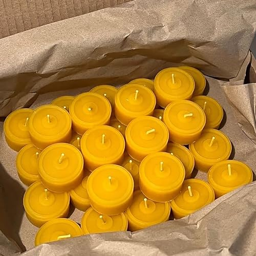 30 HappBee® Marken Teelichter Bienenwachs honiggelb & duftend rein natürlich | Manufaktur handgefertigt | umweltbewusste Verpackung