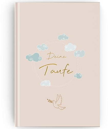 LEAF & GOLD® Taufbuch Deine Taufe I Edles Geschenk zur Taufe für Mädchen und Jungen I Erinnerungsbuch zum Ausfüllen mit Goldfolienprägung