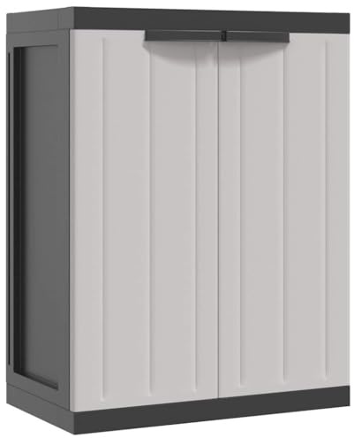 vidaXL Armario de Almacenaje Exterior, Armario con Cerradura, Almacenamiento de Herramientas, Armario para Jardín Terraza, PP Gris y Negro