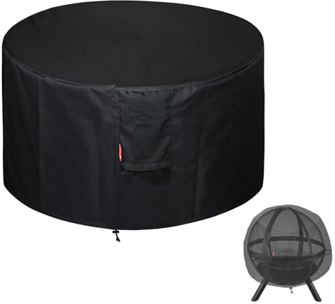 SheeChung Runt eldstadsskydd, för utomhusbruk, passar till Ikuby Fire Pit Sphere, vattentätt, slitstarkt, 600D, polyester, skyddande beläggning, väderbeständigt, 91 cm i diameter x 86 höjd