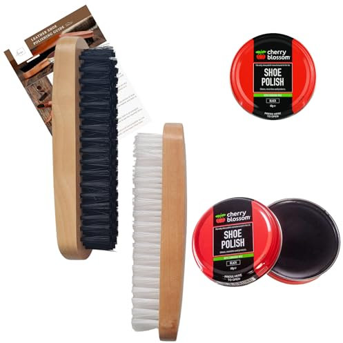 INESE Black Shoe Polish Kit, Shoe Polish Set, 2 Black Polishes, 2 Brushes