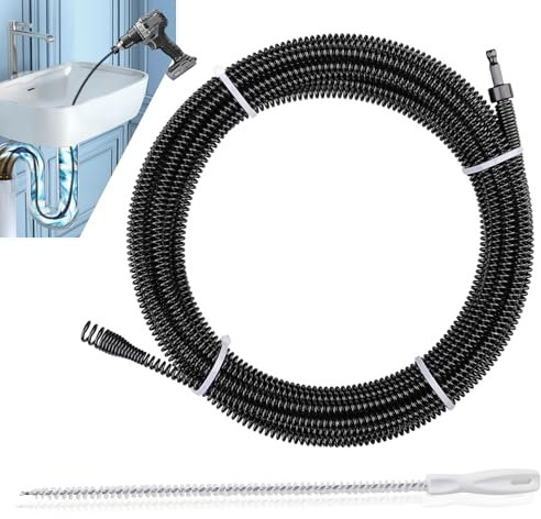 Furet Deboucheur Canalisation, φ8mm,10m avec manivelle à main, furet deboucheur, spirale de nettoyage de canalisations, tige de nettoyage de tuyaux en spirale