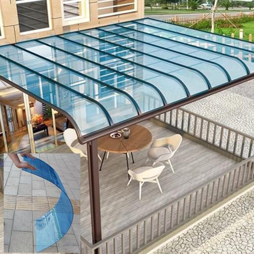 Plaque polycarbonate Plaque pvc 1.5MM paisseurs Feuilles de Toit Transparent pour Serre Jardin Feuilles de Toit Transparent Imperméable Résistant Aux UV Panneaux pour Toit Cabane Abri(Blauw,60x800cm)