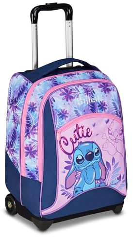 Seven Big Trolley Lilo & Stitch école fixe, violet, 2 en 1, double usage, chariot et sac à dos,école primaire, fille, aubergine, Taglia unica, Décontracté