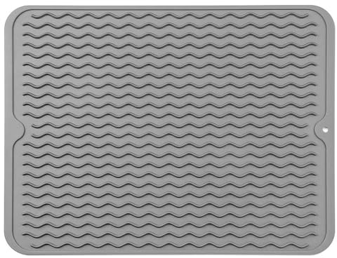 ZhouWei Tappetino Scolapiatti 30 x 40 cm, Antiscivolo Scolapiatti Silicone per Stoviglie Tappetino Lavello Resistente al Calore Dish Drying Mat Presine, per Piano Lavoro del Lavello (Grigio Scuro)